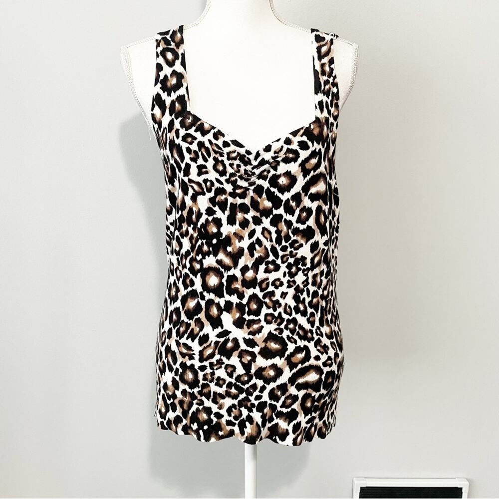 White House black market leopard sweetheart tank top size large WHBM